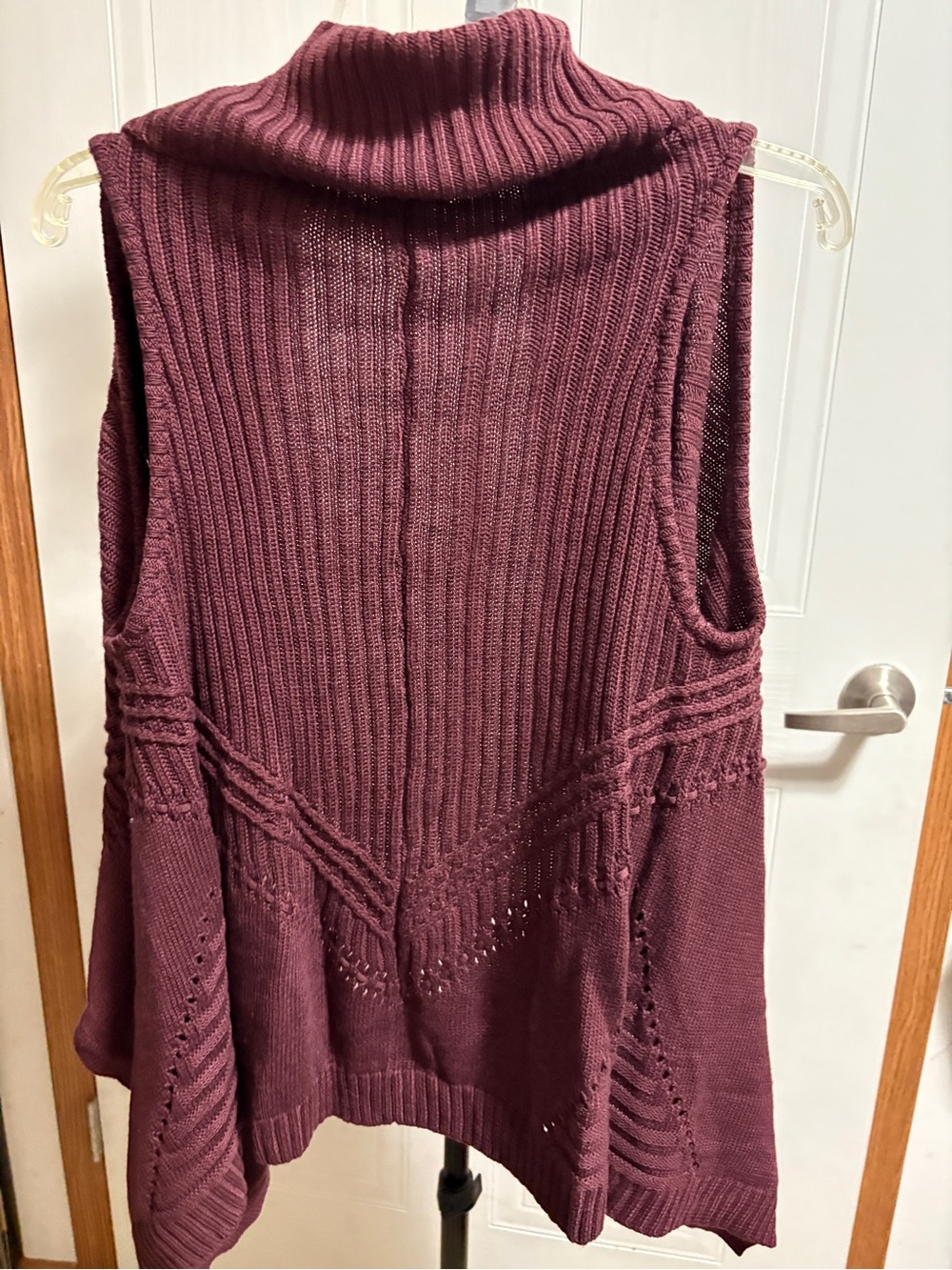 Cato Ribbed Draped Open-Front Cardigan - Plum - Picture 3 of 3